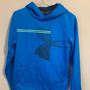 NWT Youth Under Armour blue hooded sweatshirt large boys cold gear